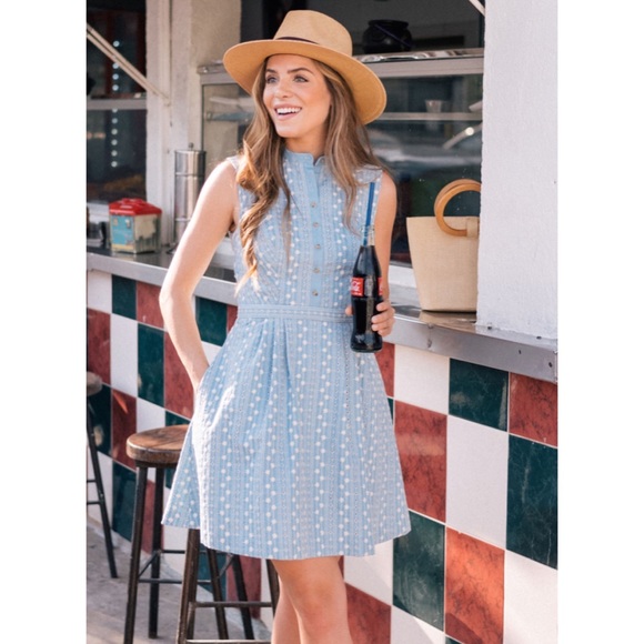 Gal Meets Glam Dresses & Skirts - Gal Meets Glam Quinn Chambray Eyelet Dress